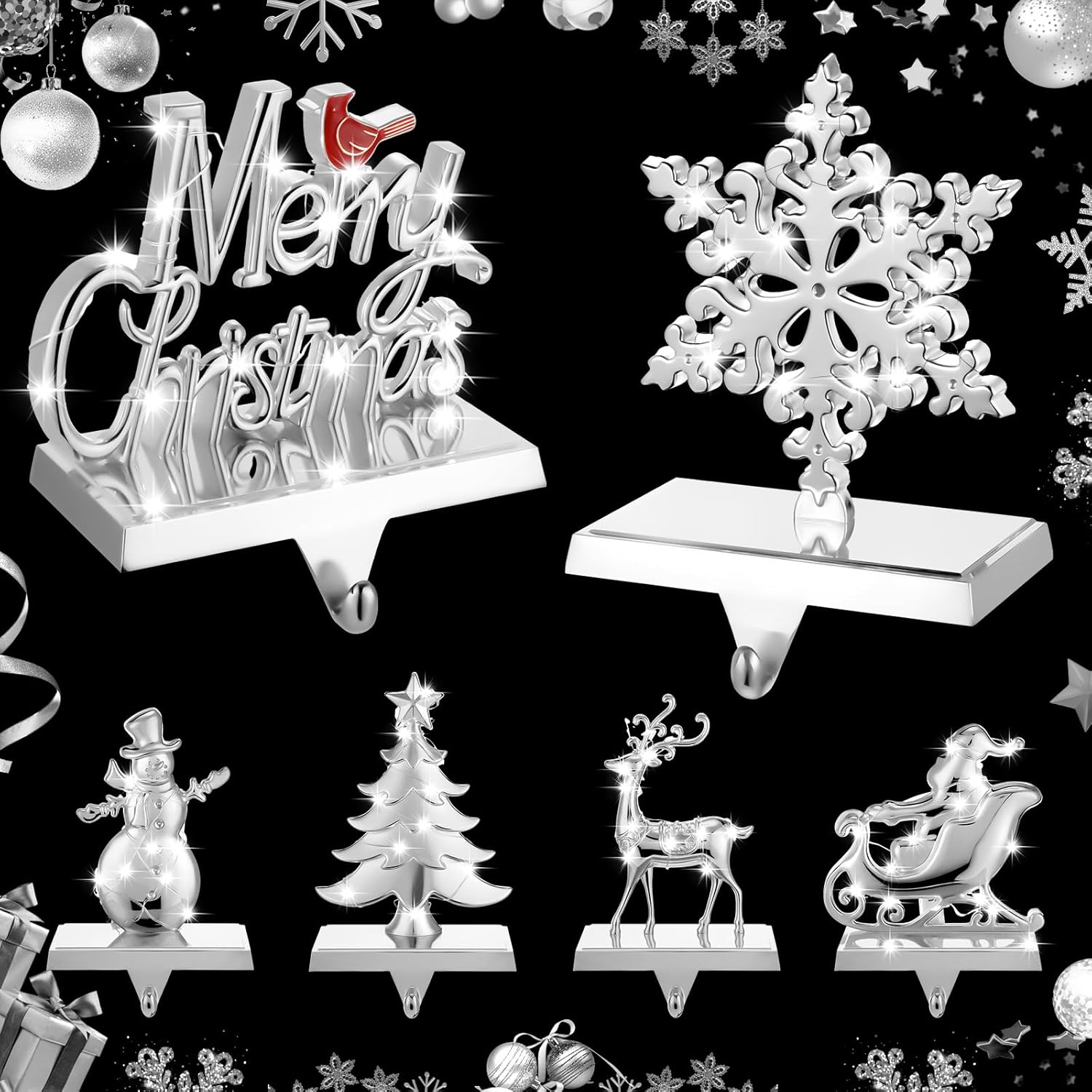 Suzile 6 Pcs Christmas Stocking Holders Stocking Hangers