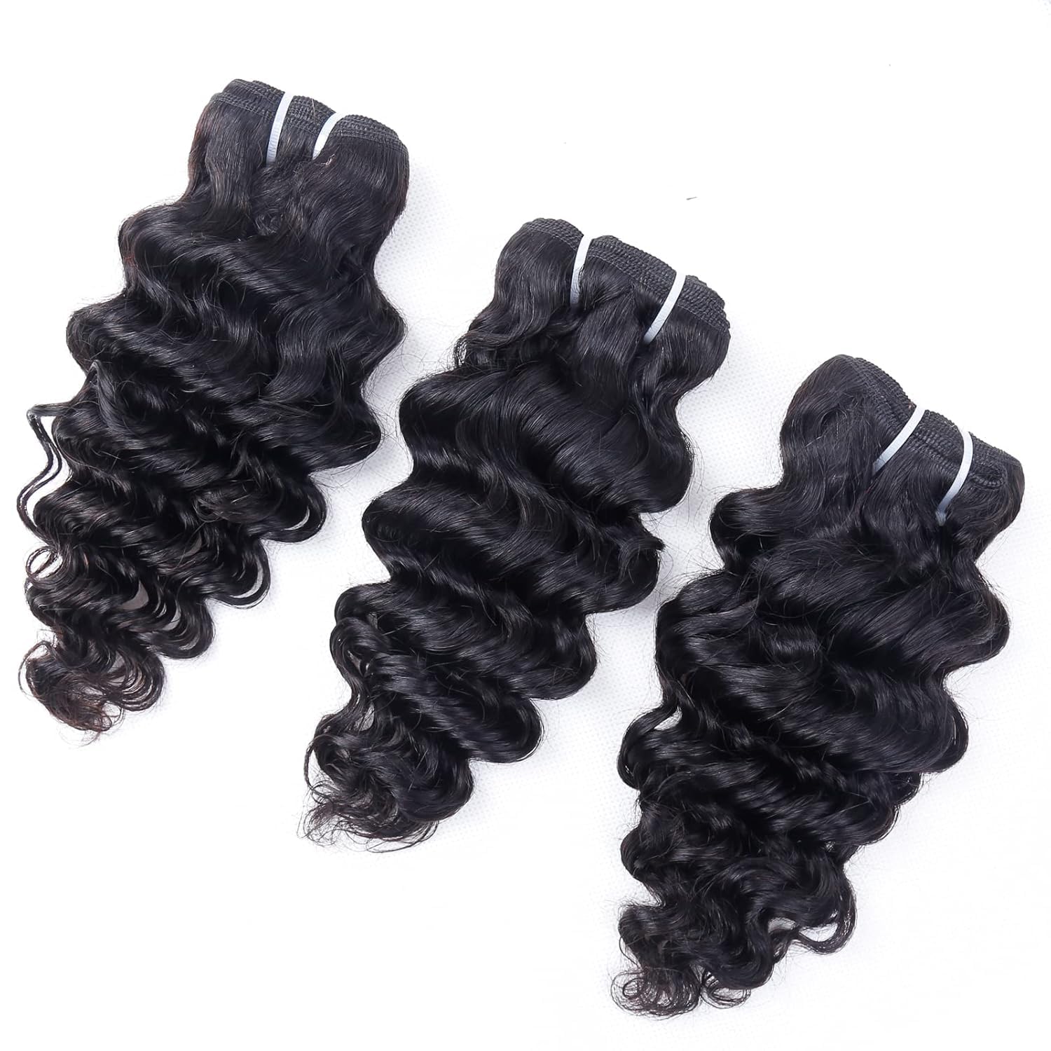 Deep Water Curly Wave Human Hair Bundles with Closure(10 10 10 10+10) Wet and Wavy 4 Bundles and Closure 50g/bundle Unprocessed Brazilian Short Bob Hair Natural Color - Image 3