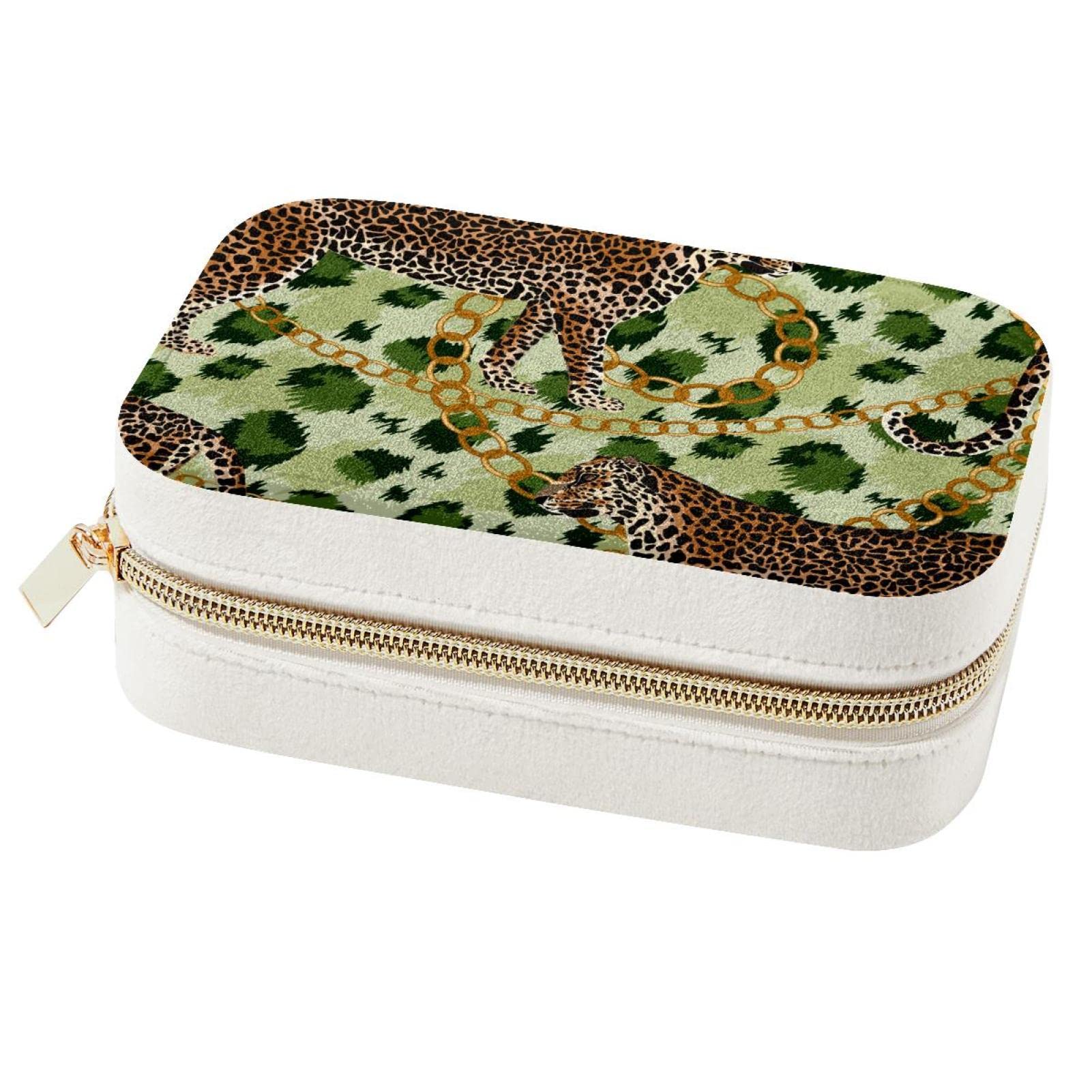 Boîte à bijoux de voyage léopard et peau de tigre pour femme et fille