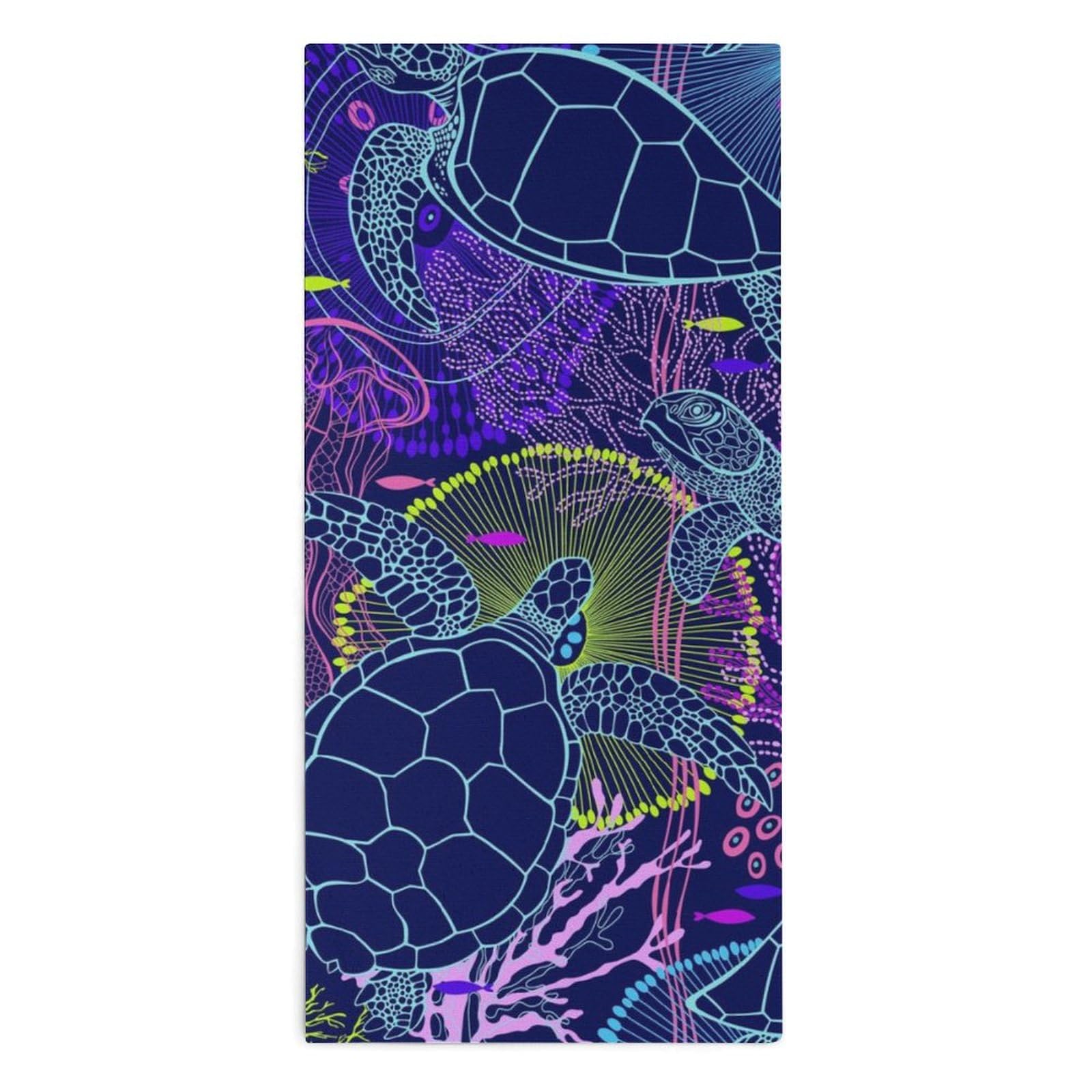 velumair Underwater Fish and Jellyfish Hand Towels for Bathroom Fingertip Towels Shower Towels Absorbent Soft Bath Hand Towels for Bathroom Decorative