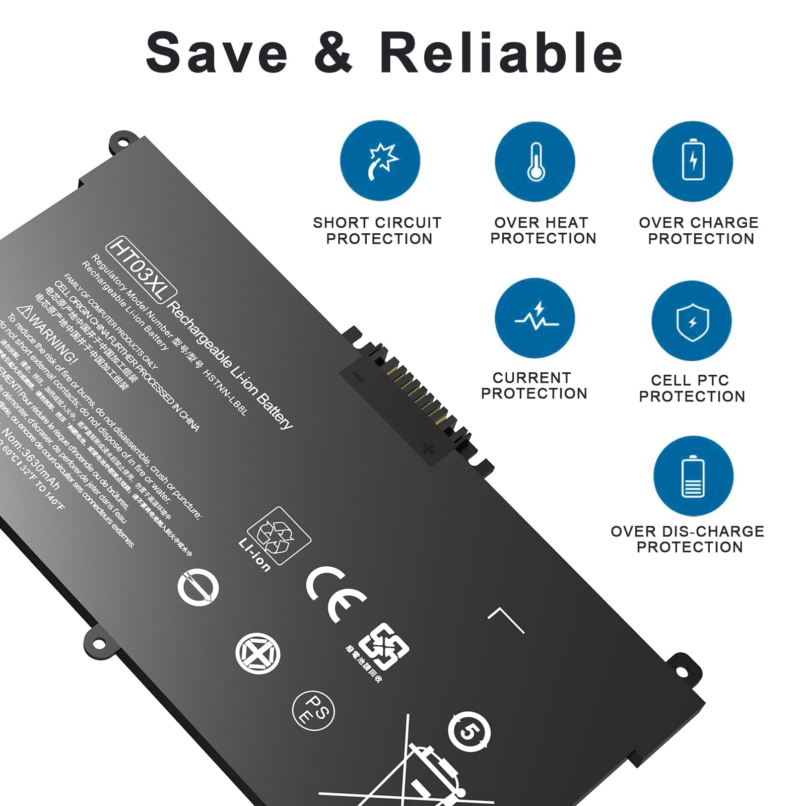 HT03XL L11119-855 Batteria per laptop HP Pavilion 14-CE 14-CF 14-CK 14-CM 14-DH 14-DK 14-DF 14-MA 14Q-CS 14Q-CY 15-CS 15-DQ 15-DA 15-DB 15-CW 17-BY 17-CA HP 240 245 250 255 G7 340 348 G5
