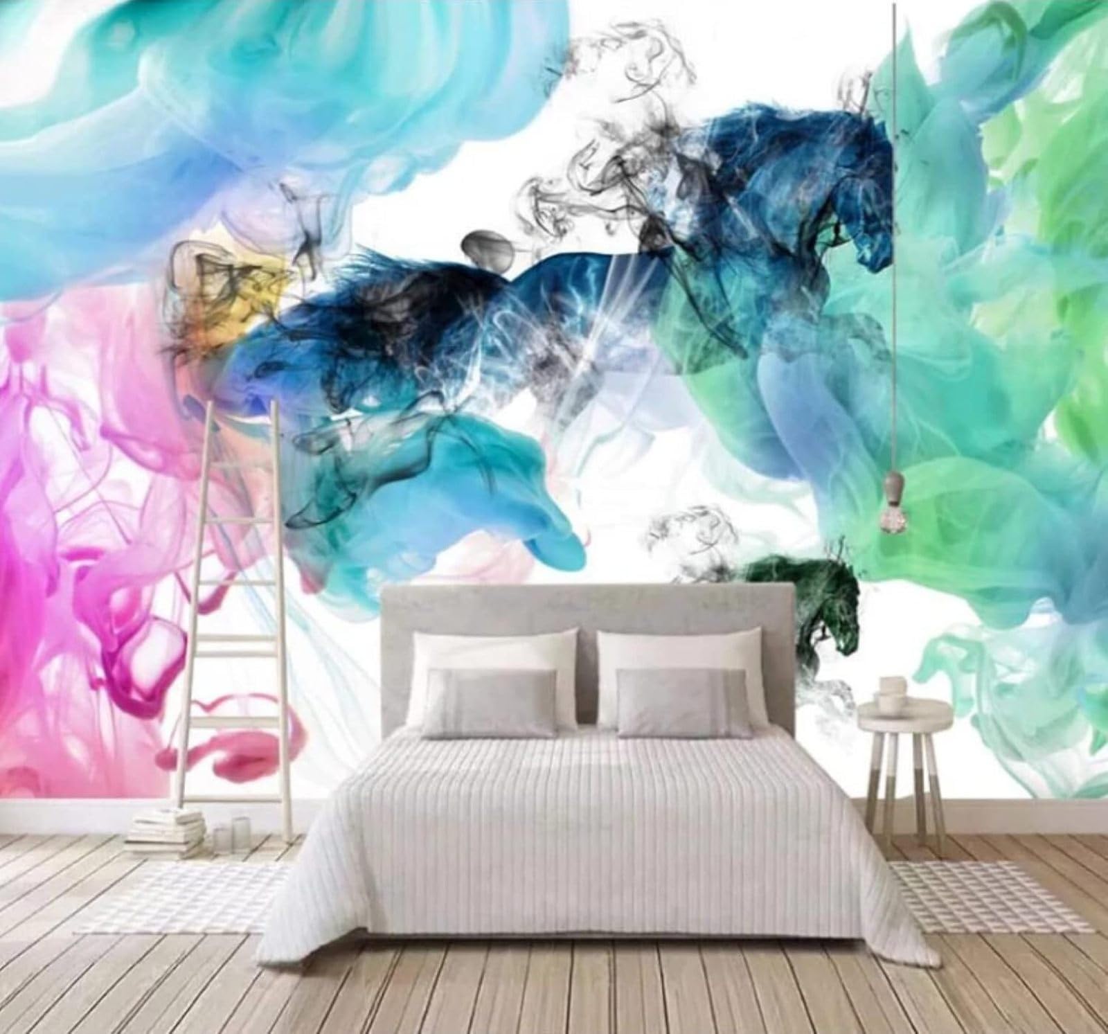 XLMING Abstract Art Ink Landscape Horse 3D Wallpaper Luxury Silk Study Dining Feature Sofa Grey Bedroom Living Room Tv Decorative Wall-300cm×210cm