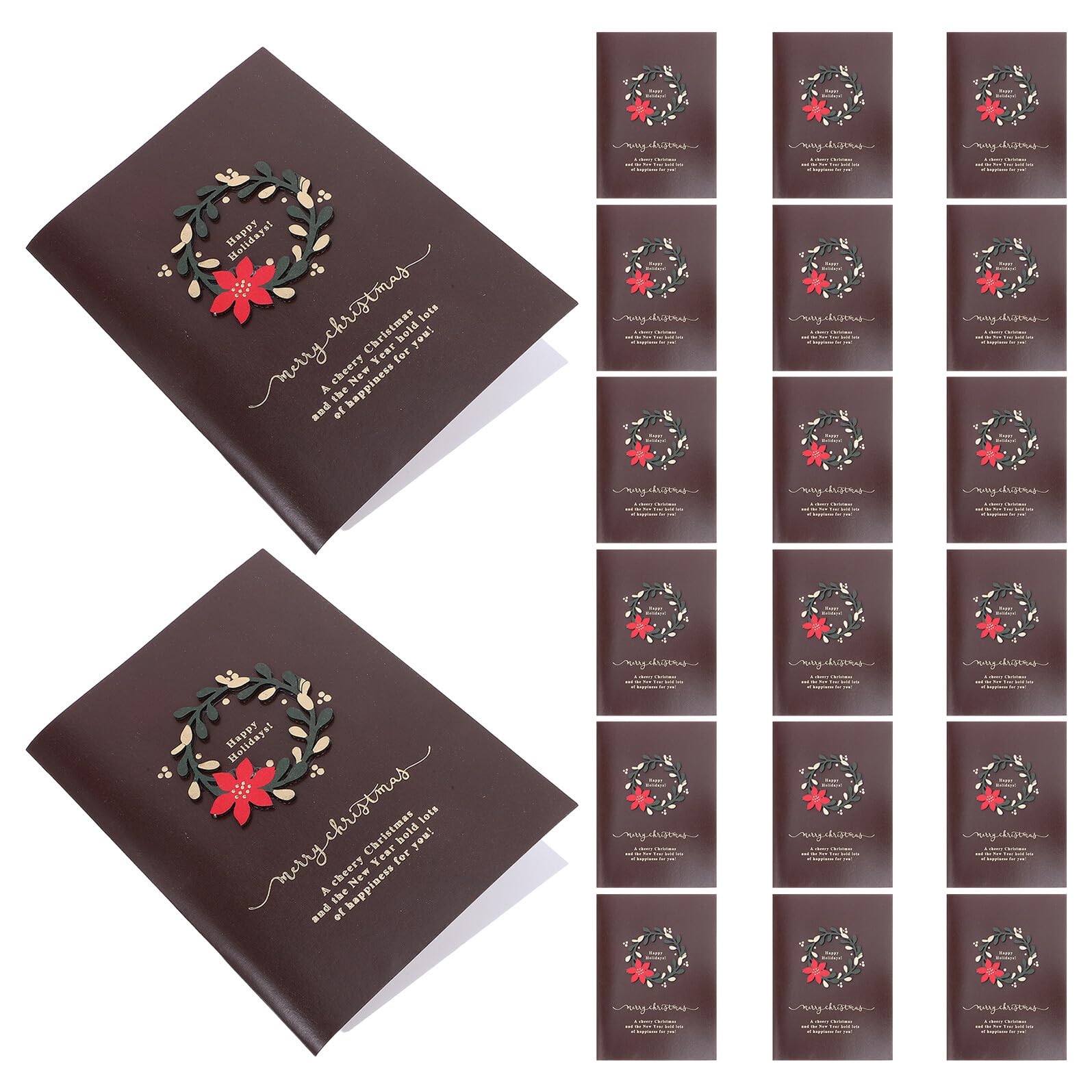 STOBAZA 20 Cartes de Vœux Vintage de Noël avec Enveloppes Papier Intérieur Vierge Format Standard Série Rétro avec Motifs Moufles et Couronnes pour Fêtes et Invitations de Fin