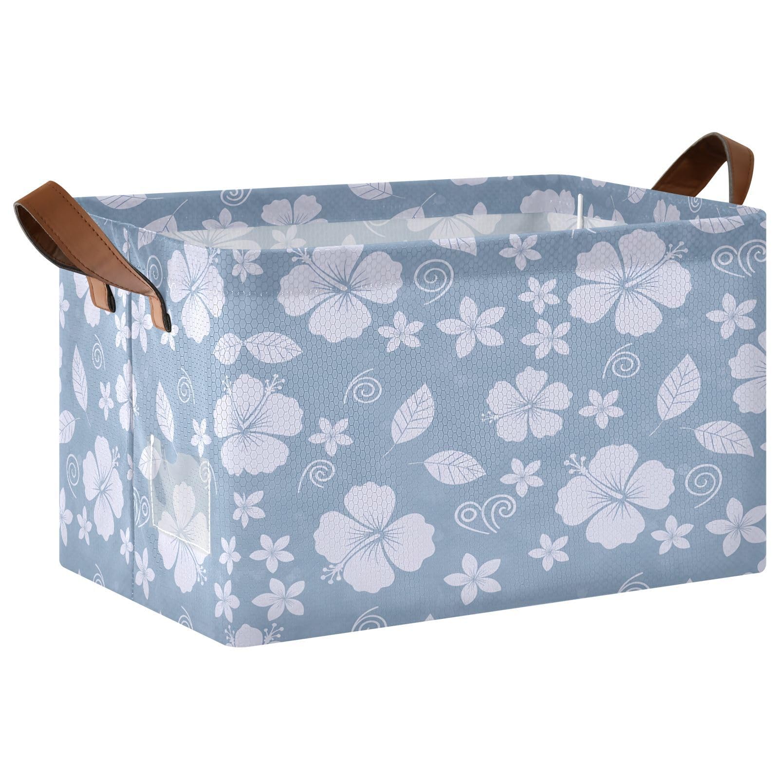 Cgiub Hibiscus Storage Basket Waterproof Foldable Storage Bin Baby Laundry Basket Closet Organiser for Nursery Decor Home Organizing