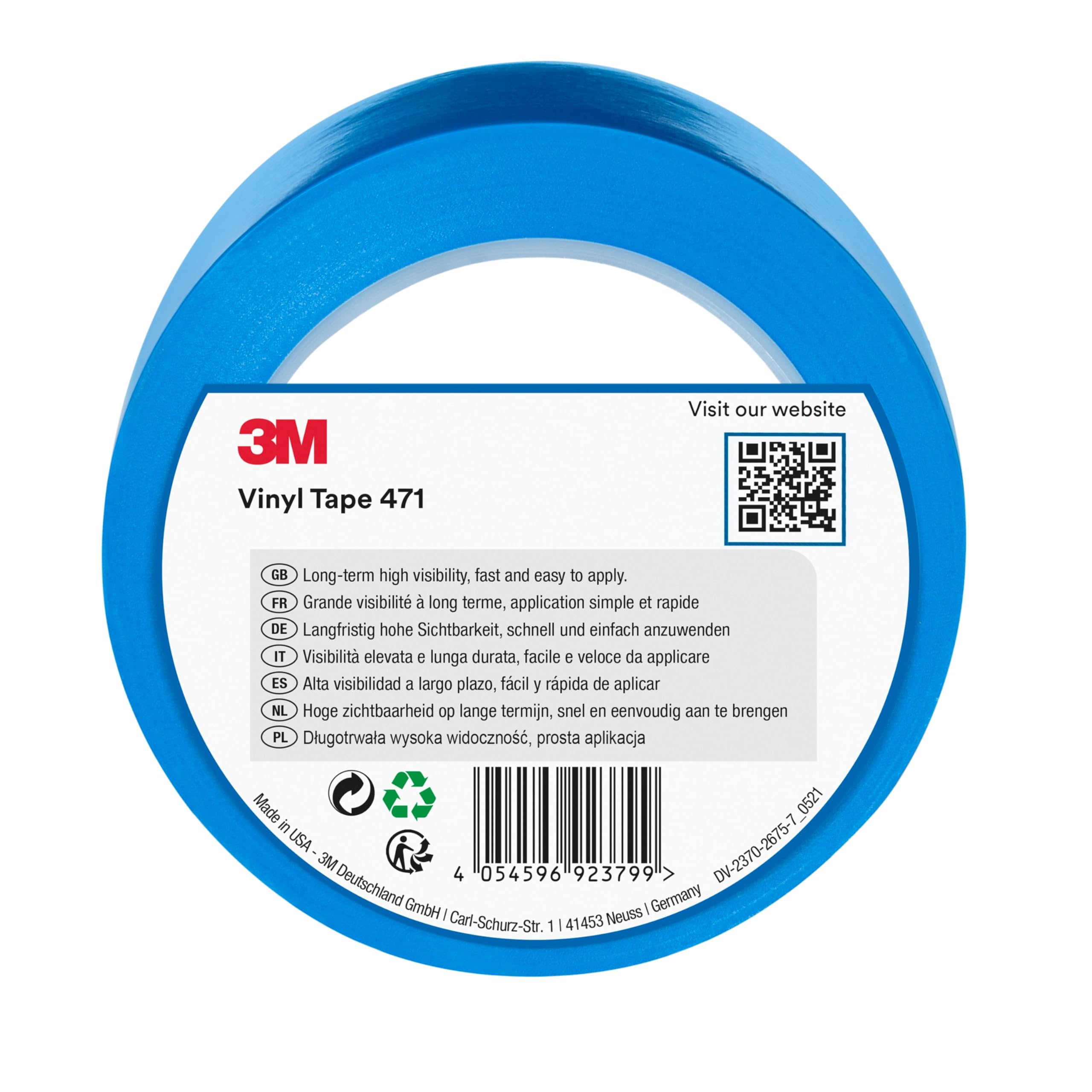 3M Vinyl Tape 471, 50 mm x 33 m, Blue