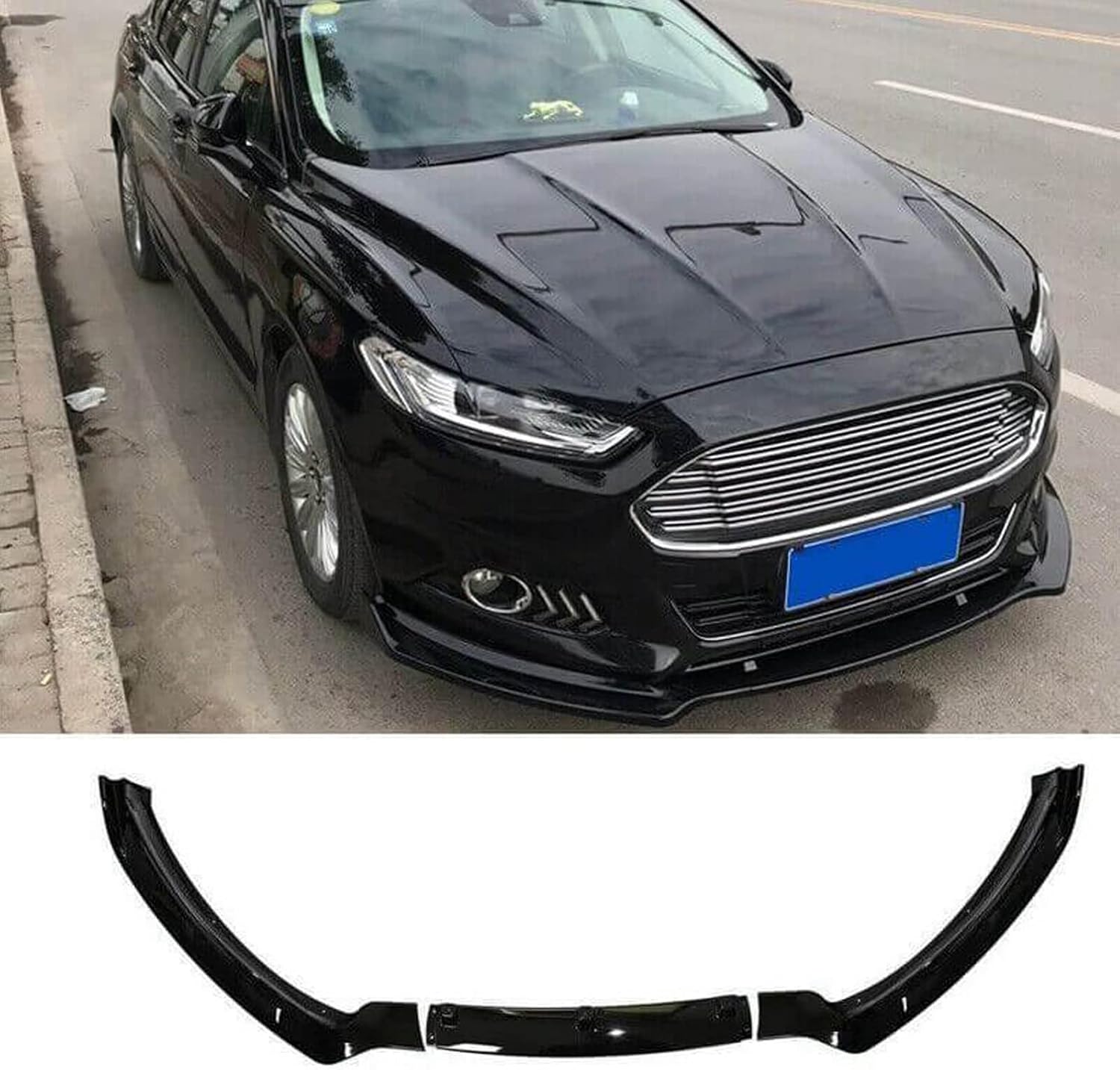 NINTE Front Lip Fit for 2013-2016 Ford Fusion/Mondeo Gloss Black Bumper Spoiler Splitter 3 pcs