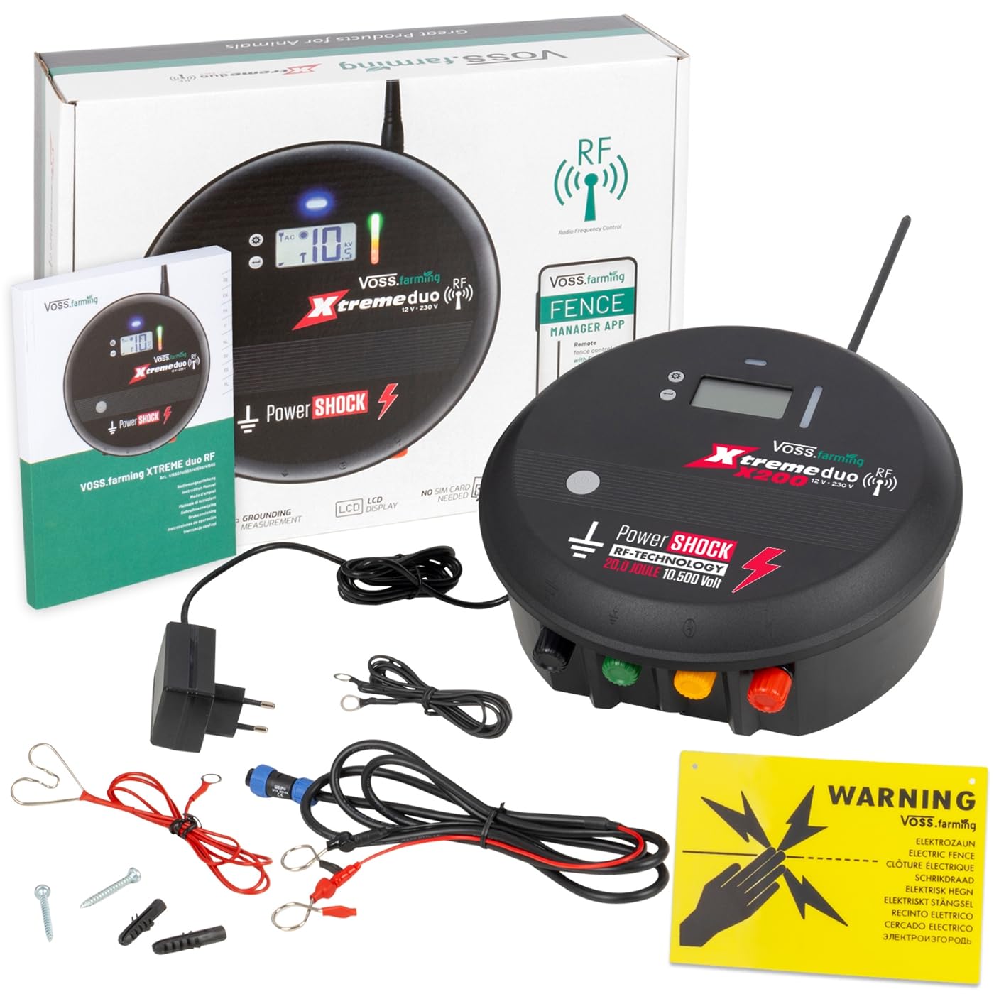 VOSS.farming Weidezaungerät Xtreme Duo X200 RF, 12V/230V, 20J, für Profis, sehr stark, fernsteuerbar