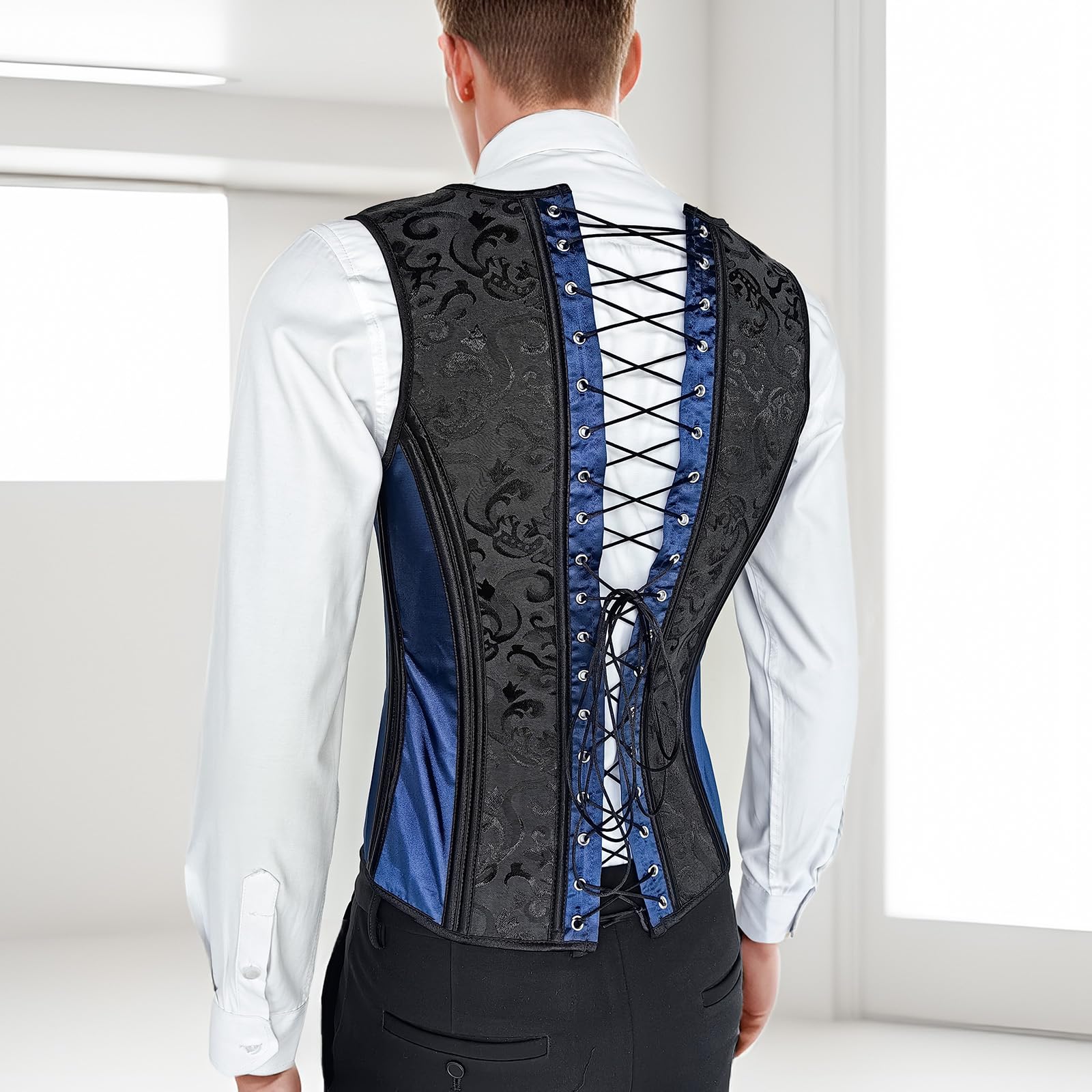 Lace Up Corset Waistcoat Men's Lace Up Waistcoat Male Corset