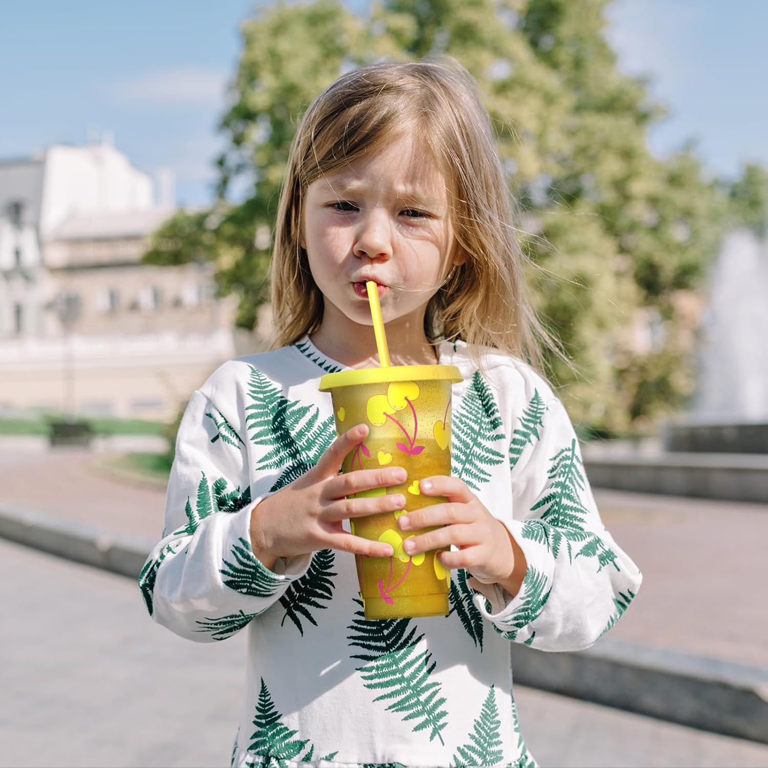 Color Changing Cups, Plastic Tumblers with Lids and Straws, Reusable Plastic Cups - BPA-Free, Sturdy & Food Safe, Perfect for Iced Coffee, Milkshakes & Smoothies, 5 Pack - Glitter Cherry - Image 7