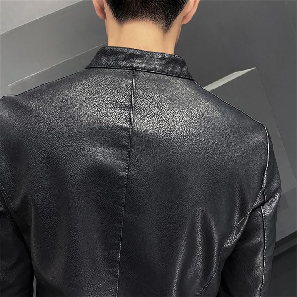 Spring Winter Faux Leather Jacket for Men Casual PU Jackets Motorcycle Coats Male Solid Business Coat