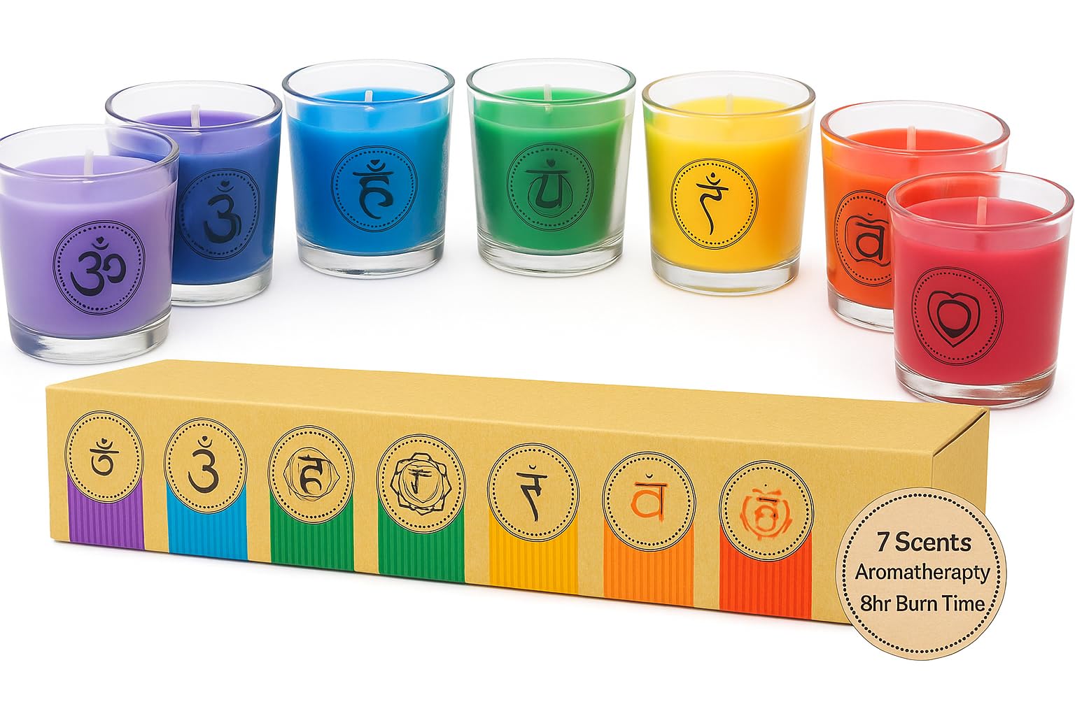Chakra & Luck 7 Scented Premium Votive Candles 7 Pack