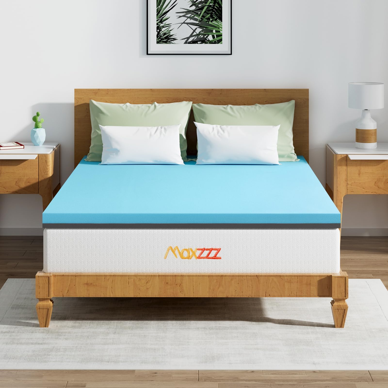 Maxzzz Queen Mattress Topper, 4 Inch Gel Memory Foam