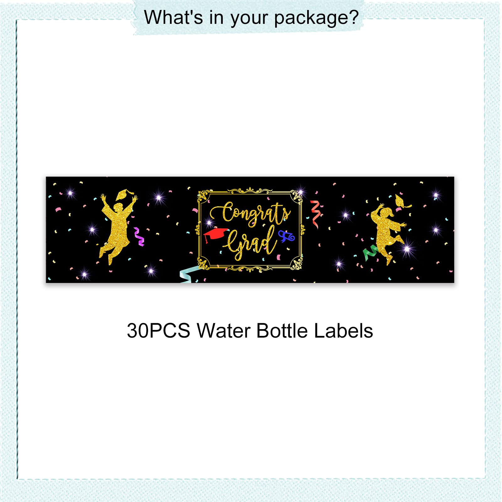Congrats Grad Water Bottle Labels, Class of 2025 Water Bottle Stickers, Finally Done/Graduation Bottle Wrappers for Grad Party Supplies - 30pcs