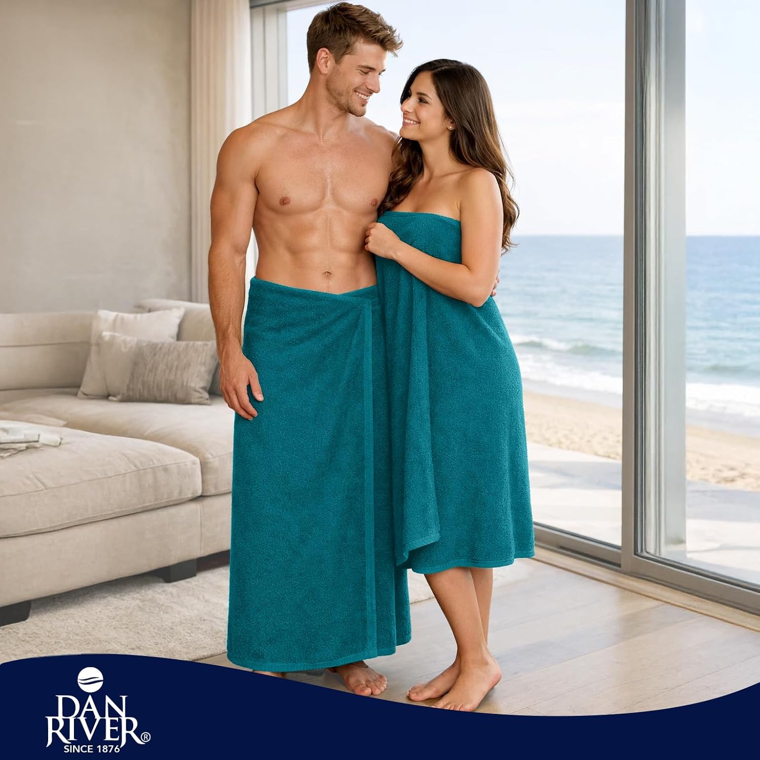 DAN RIVER Pack of 1 Jumbo Bath Sheet 40x80 Inches, Premium Oversized Towels for Adults, Super Soft and Quick Dry - Teal - Image 5