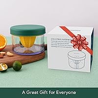Vista 8 de KITCHENDAO 2 in 1 Lemon Orange Citrus Juicer with lid for Sanitary Storage, Manual Hand Squeezer with Built-in 16OZ Measuring Cup, Multi-function