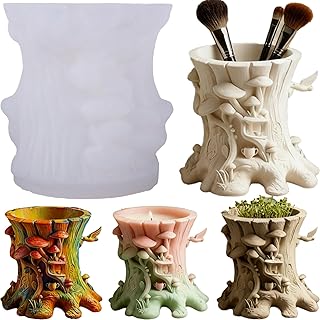 1 Pc Exquisite Mushroom Tree Stump Resin Silicone Mold Plant Flower Pot ...