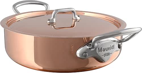 Mauviel M'Heritage150 Copper Saute Casserole & Lid with Stainless Steel