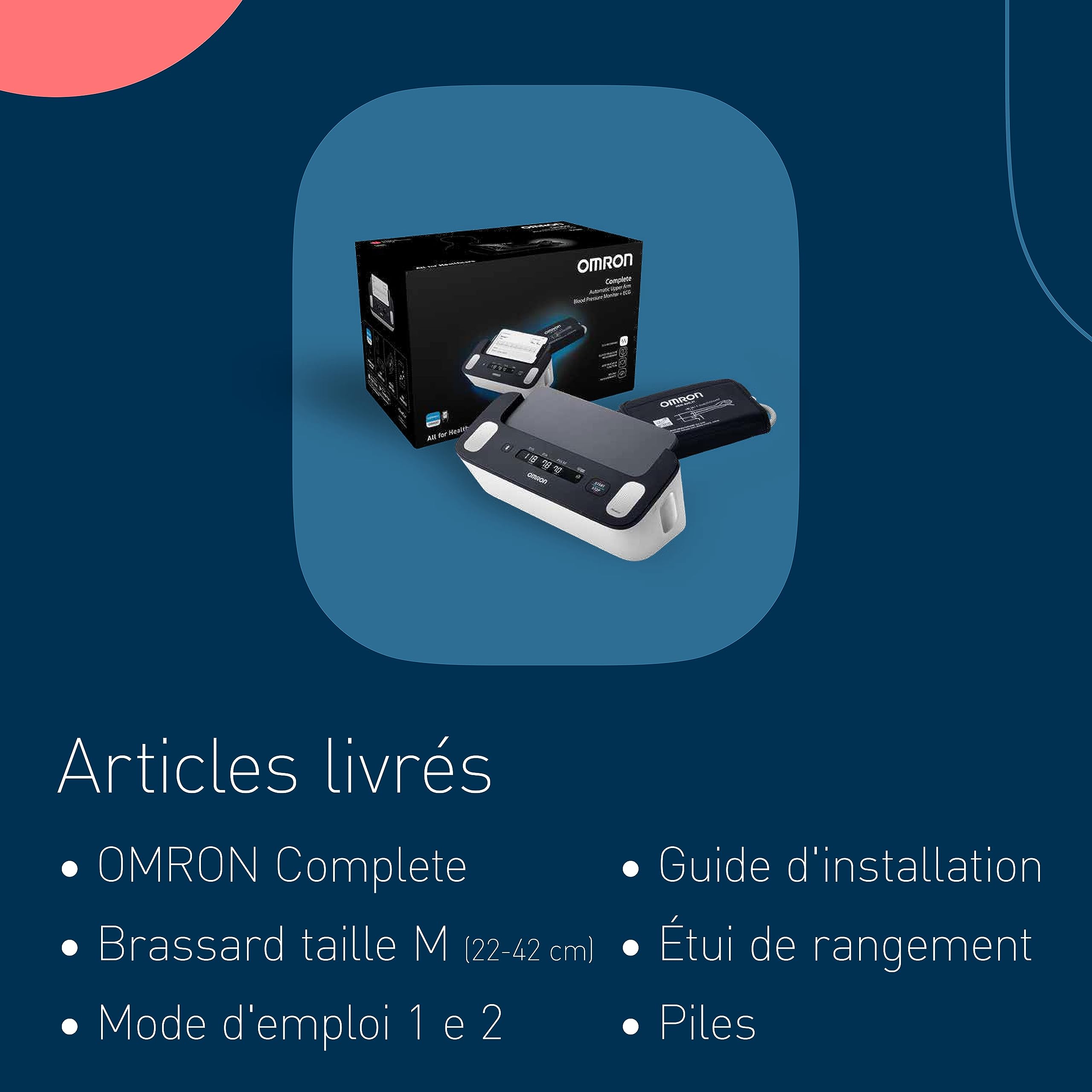 OMRON Complete Tensiomètre Bras et Appareil a Électrocardiogramme (ECG) | Validé cliniquement | Pour la détection de l'hypertension et le dépistage de la Fibrillation Auriculaire (FA) à domicile