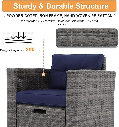 Miniatura 35 de Super Patio - Muebles de jardín, 8 piezas de muebles para exteriores - Juego de muebles modulares de mimbre con mesa de almacenamiento, cojines