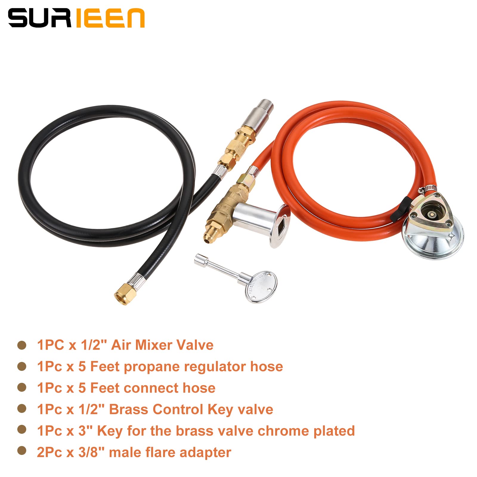 Control de Válvula Gas Sistema, Gas Regulador Kit para Instalación de Fogón, Válvula Reguladora para Chimenea, 2 Mangueras de Gas de 60 Pulgadas con Válvulas 150K BTU