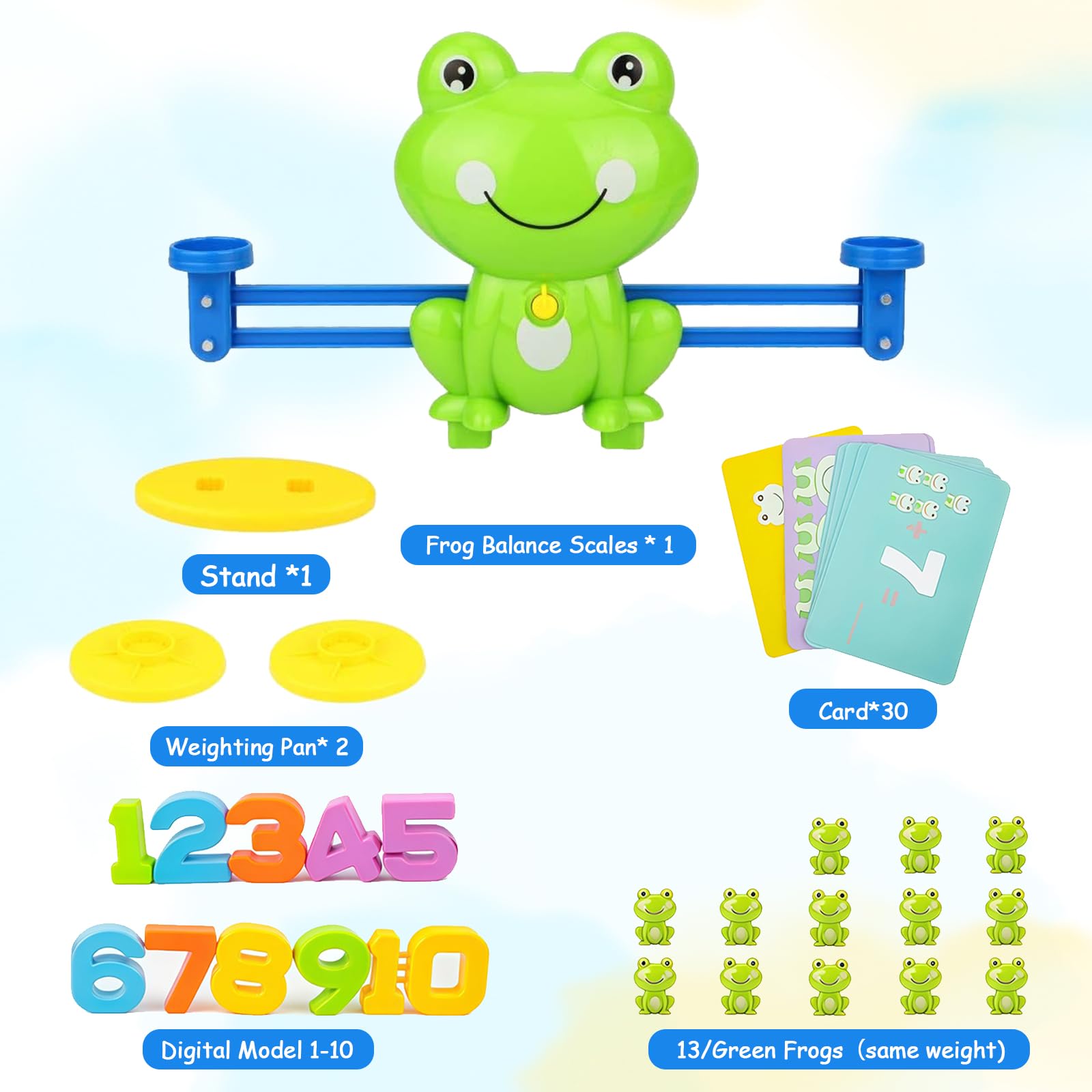Juguete de Matemáticas Balanza para Niños, Rana Equilibrio Juego de matemáticas, para Niños matemáticas básicas de Aprendizaje, para Niños y Niñas de 3 4 5 6 Años