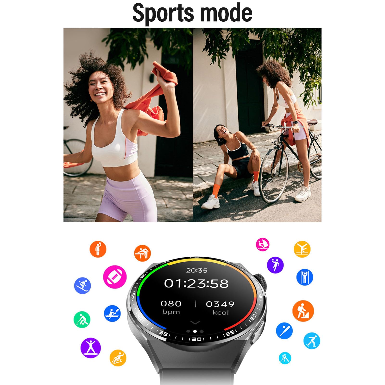 Bewinner Inteligentne Zegarki dla Kobiet Mężczyzn, 1,55 -calowy Smartwatch z Ekranem Dotykowym LCD z BT 5.3, 150 Trybów Sportowych Zegarków śledzących Fitness, IP67, śledzenie Snu, SOS