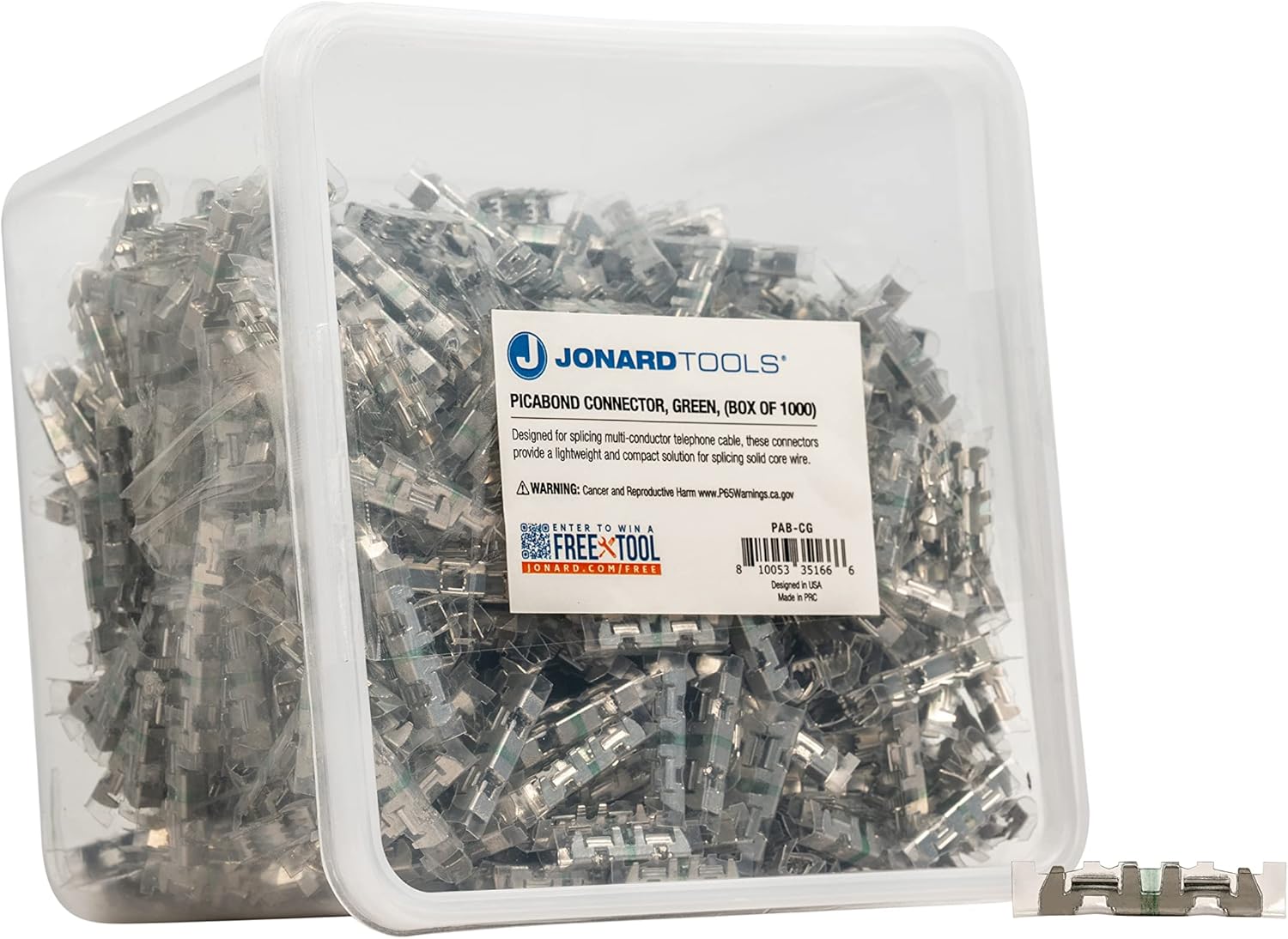 Jonard Tools PAB-CG Picabond Connector, Green, (Box of 1000)