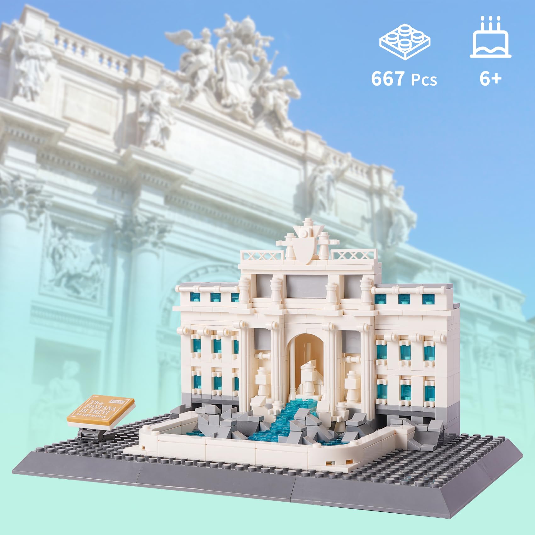 Oichy Architecture Building Toy Roman Landmark Trevi Fountain Set Collectible World Famous Building Bricks for Kids and Adults (667pcs) - Image 2