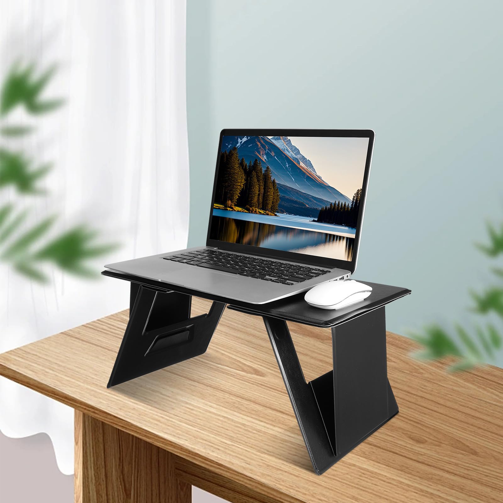 SHINEOFI Supporto per Computer Portatile Pieghevole Tavolino da Uso Quotidiano in Pu e Pannello ad Alta Densità, Versatile e Facile da Riporre, per Auto e Divano