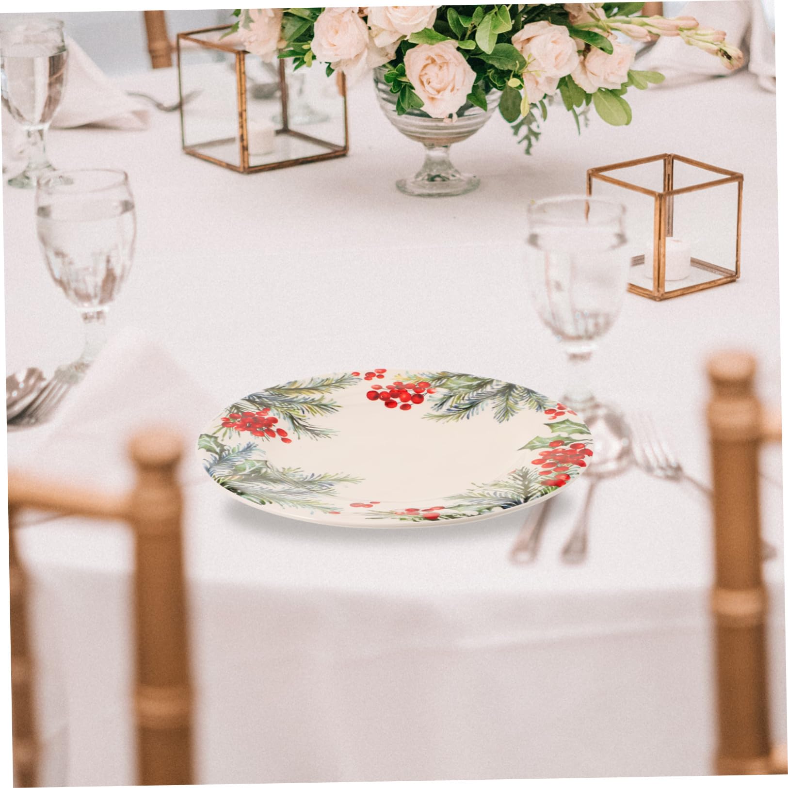 SHOWERORO Plato Cerámico Redondo Para Almacenamiento y Servicio De Comida Decoración Navideña Para y Celebraciones Diseño Navidad