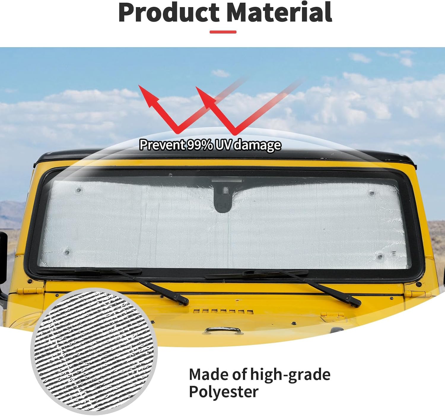 JWWY Window Sun Shades Windshield Sunshade Heat Shield UV Protection Shade Sun Visor Blocker Foldable Windshield Sunshade Cover Kit Fit for 1997-2006 Jeep Wrangler TJ Accessories Silver 6PCS