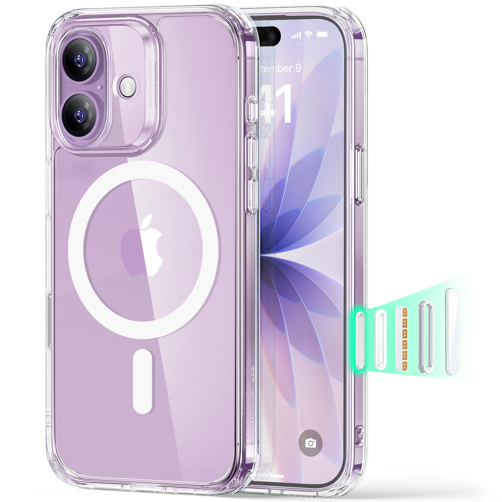 ESR for iPhone 17 Case, Camera Control, Compatible with MagSafe, Shockproof Military-Grade Protection, Magnetic Phone Case for iPhone 17, Classic Hybrid Case (HaloLock), Clear