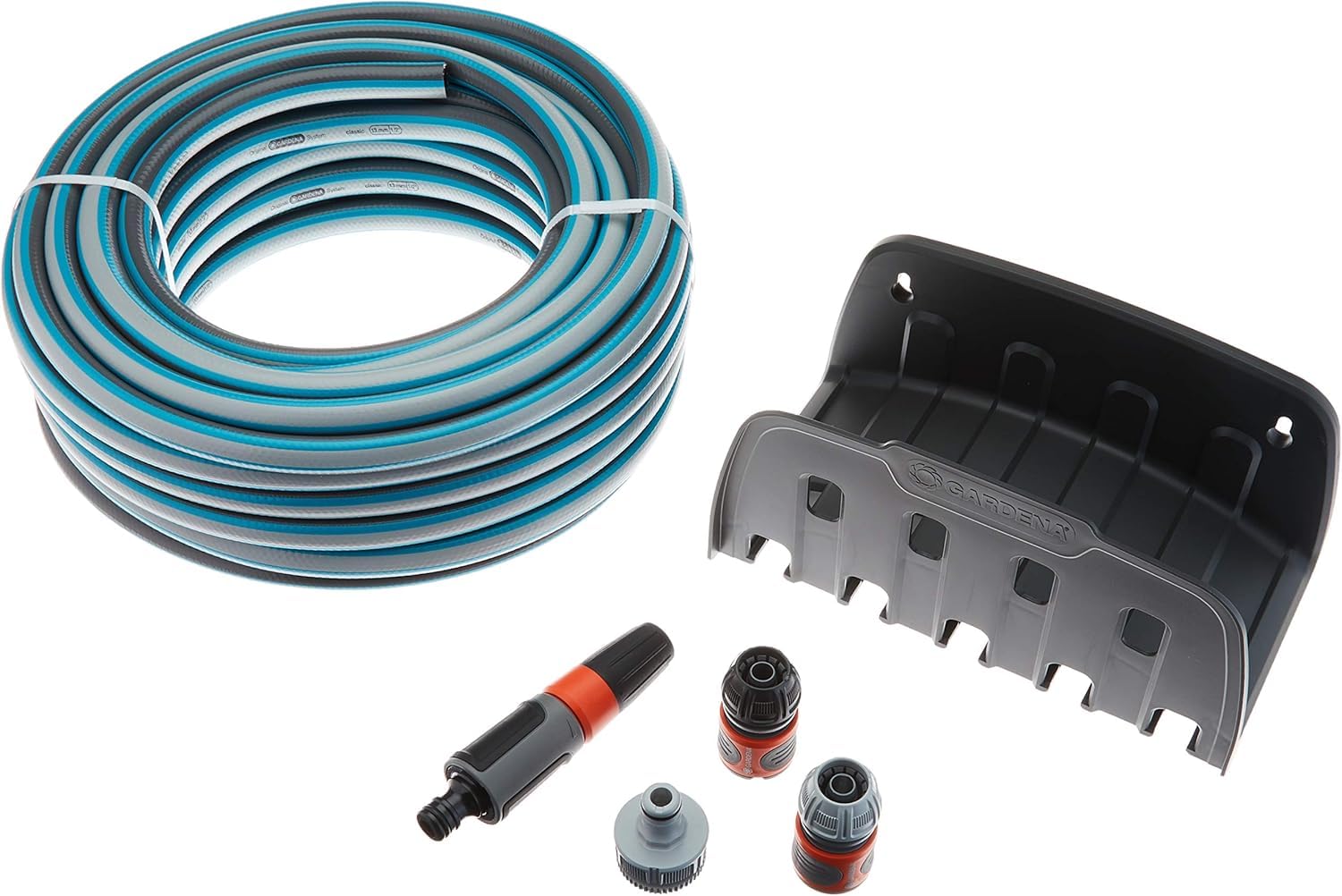 Gardena Wasserschlauchhalter Set 20m Textil-Schlauch, türkis, anthrazit, 20 m