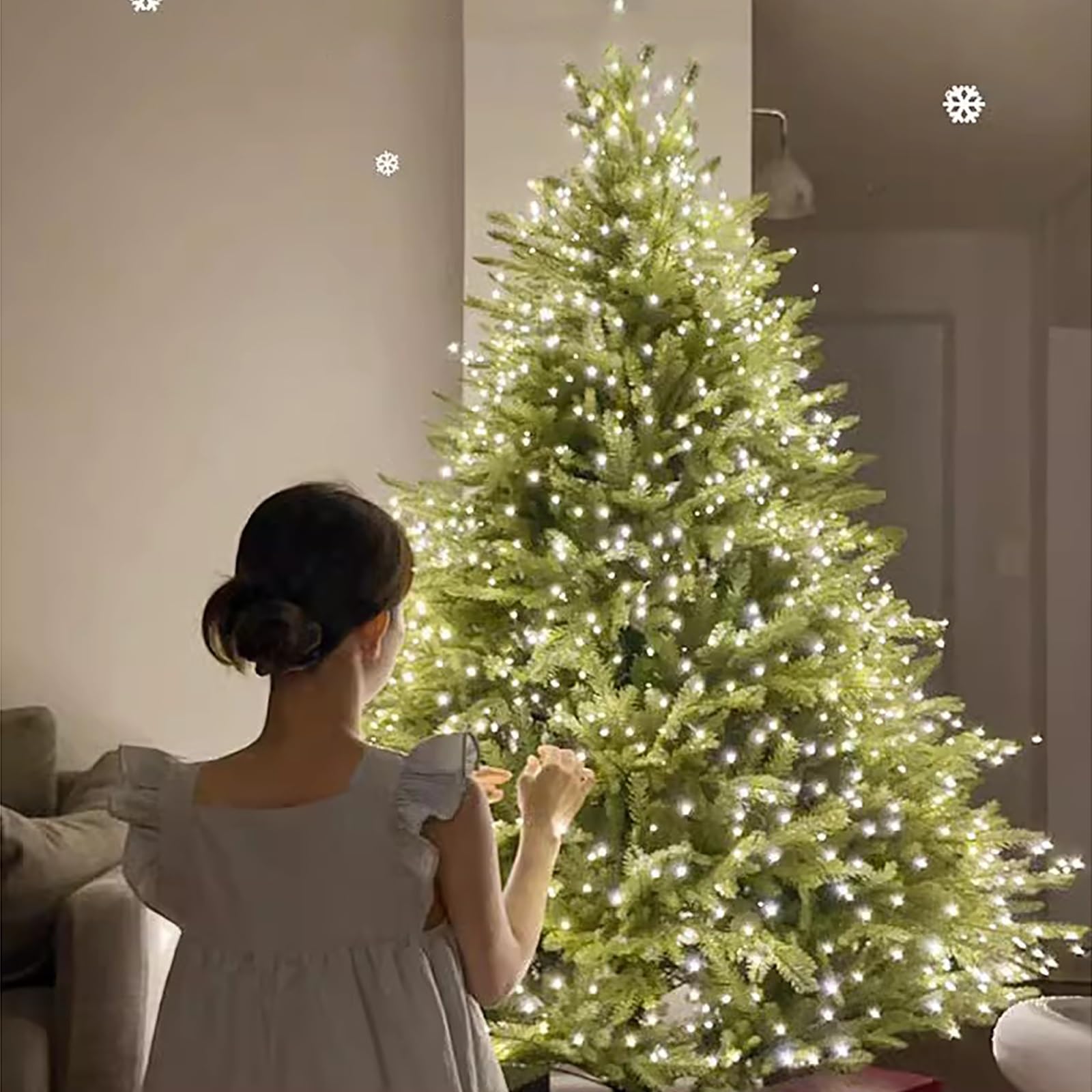 Arboles de Navidad Artificial con Control Remoto, Árbol de Navidad con Bisagras de Primera Calidad con Luz, Árbol de Decoración Navideña para la Oficina en Casa(150cm/5ft)