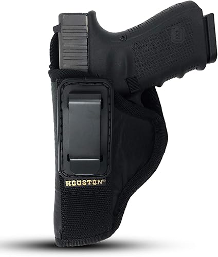 Miniatura 7 de Houston IWB - Funda de piel para pistola con cierre de velcro, material suave, ante interior