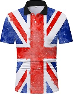 iTNHFP Great Britain Union Jack Grunge Flag T-Shirt Slim-Fit Graphic Patriotic T Shirt UK Crew Neck Henley Shirts for Men UPF 50+ Sport Mature Independence Day Shirt Tank top Men's Golf Shirts