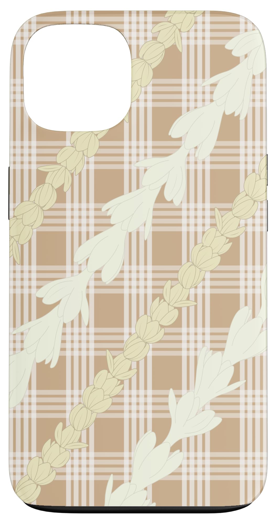 Neutral Palaka, Pikake and Tuberose Hawaiian Flower Lei Case for iPhone 13