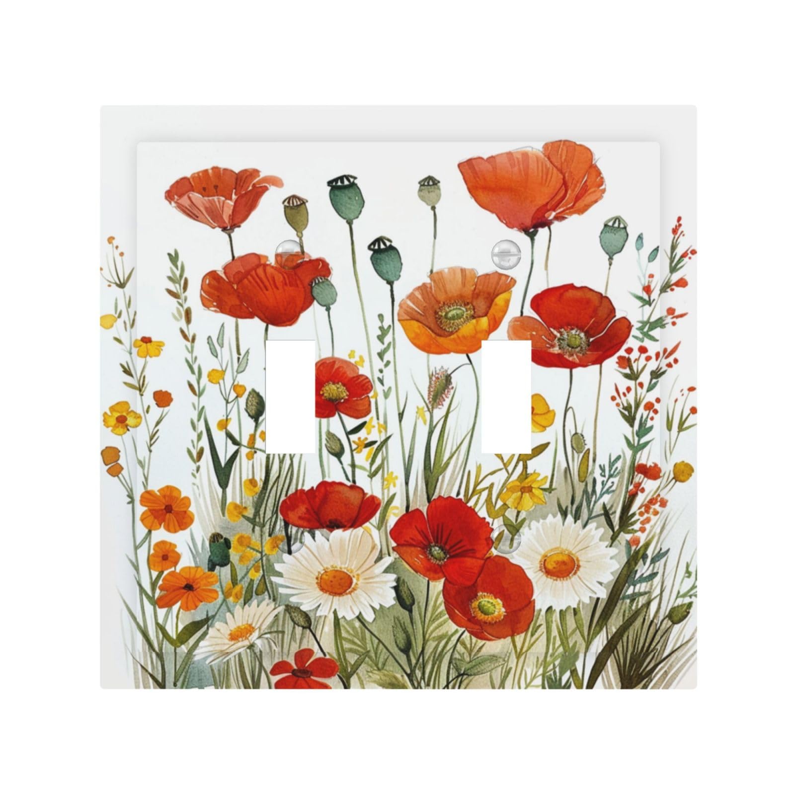 Lolreai Decorative Light Switch Cover Vintage Wildflowers Rustic Herbs Botanical 2 Gang Wall Plates Double Toggle Switch Plate Electrical Outlet Cover Switch Plate for Nursery Home Decor?2 Pack?