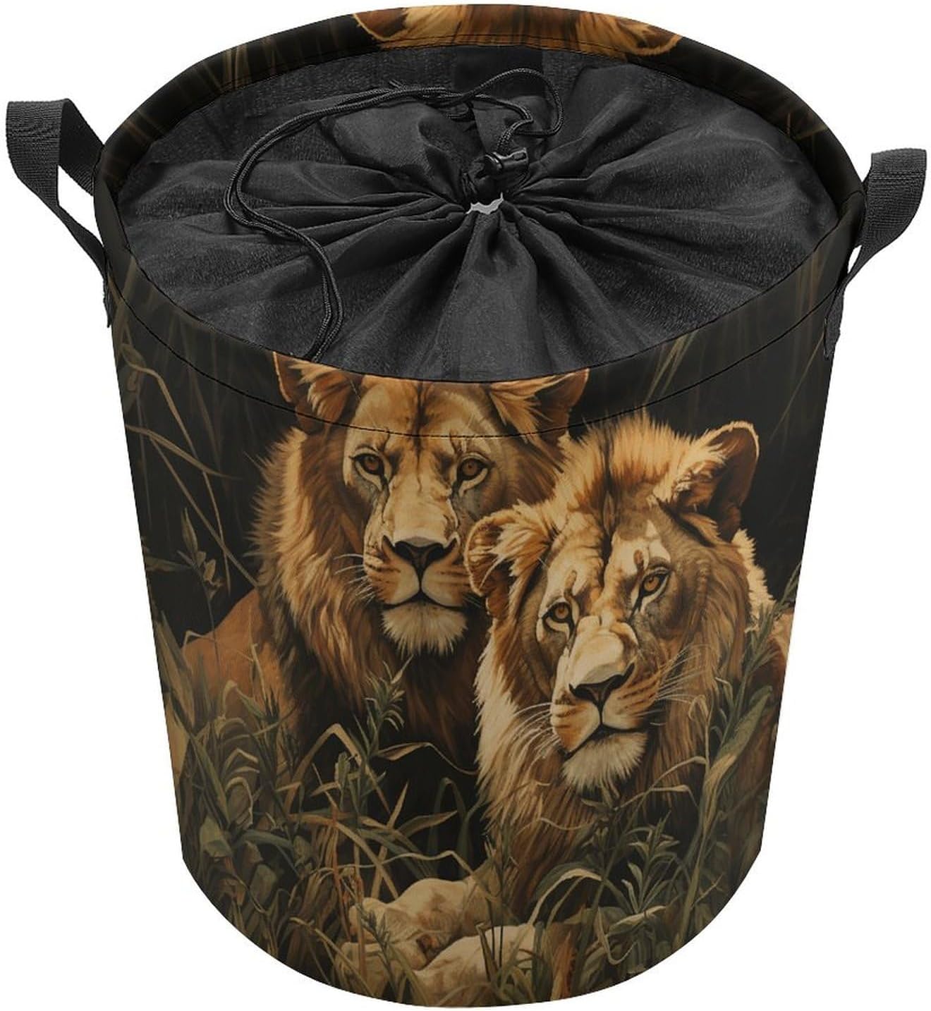 Two Lions Laundry Basket Freestanding Laundry Storage Hamper Collapsible Tall Clothes Hamper with Extended Handles for Clothes Toys