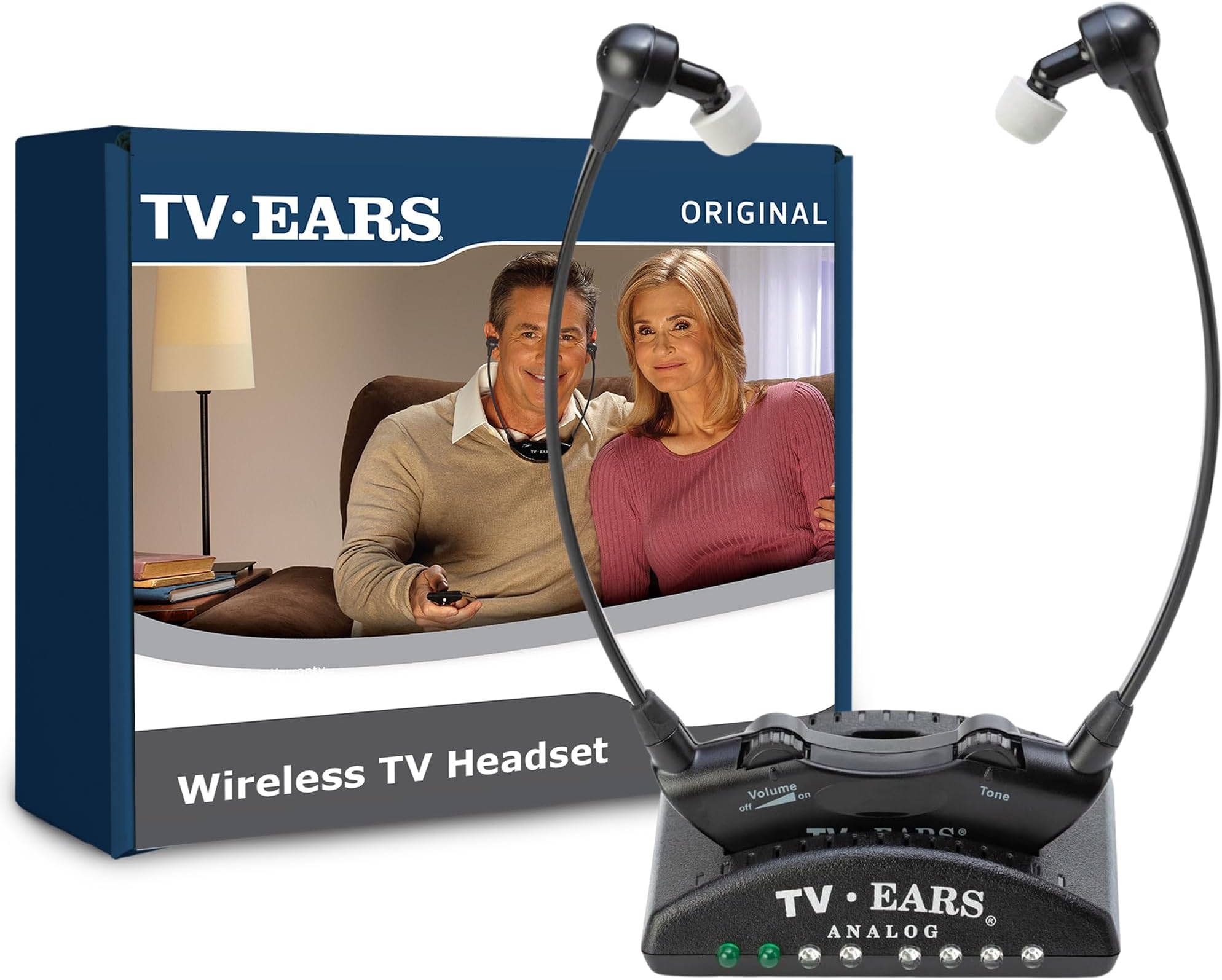 TV Ears Original Wireless Headsets System, TV Hearing Aid Devices works best with Analog TV's, Hearing Assistance, TV Listening Headphones for Seniors and Hard of Hearing. Voice Clarifying, Doctor Recommended - 11641, Black