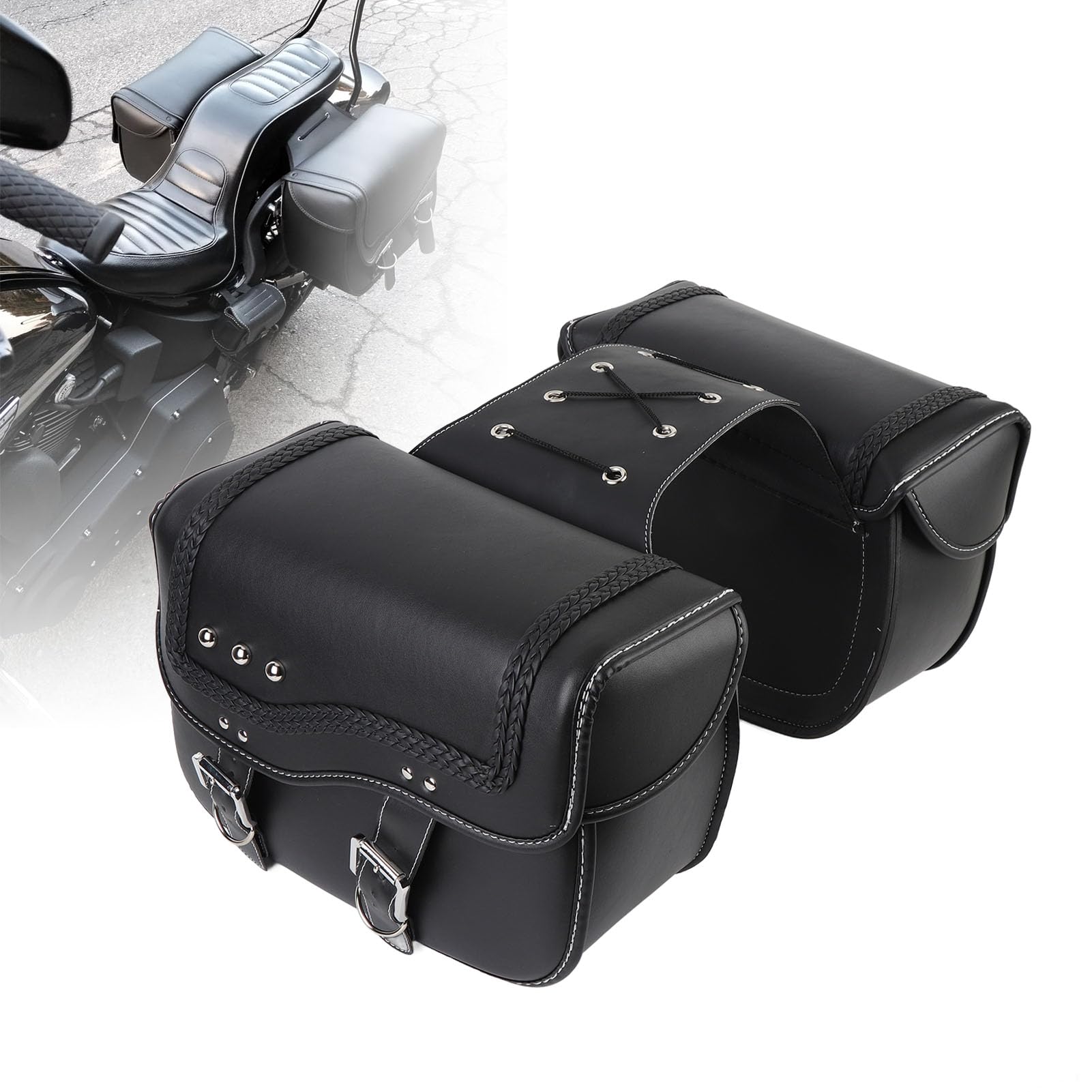 Yctze Borse Laterali per Motociclette da 30 Litri in Pelle PU Impermeabili, Borse Laterali Universali per Motociclette