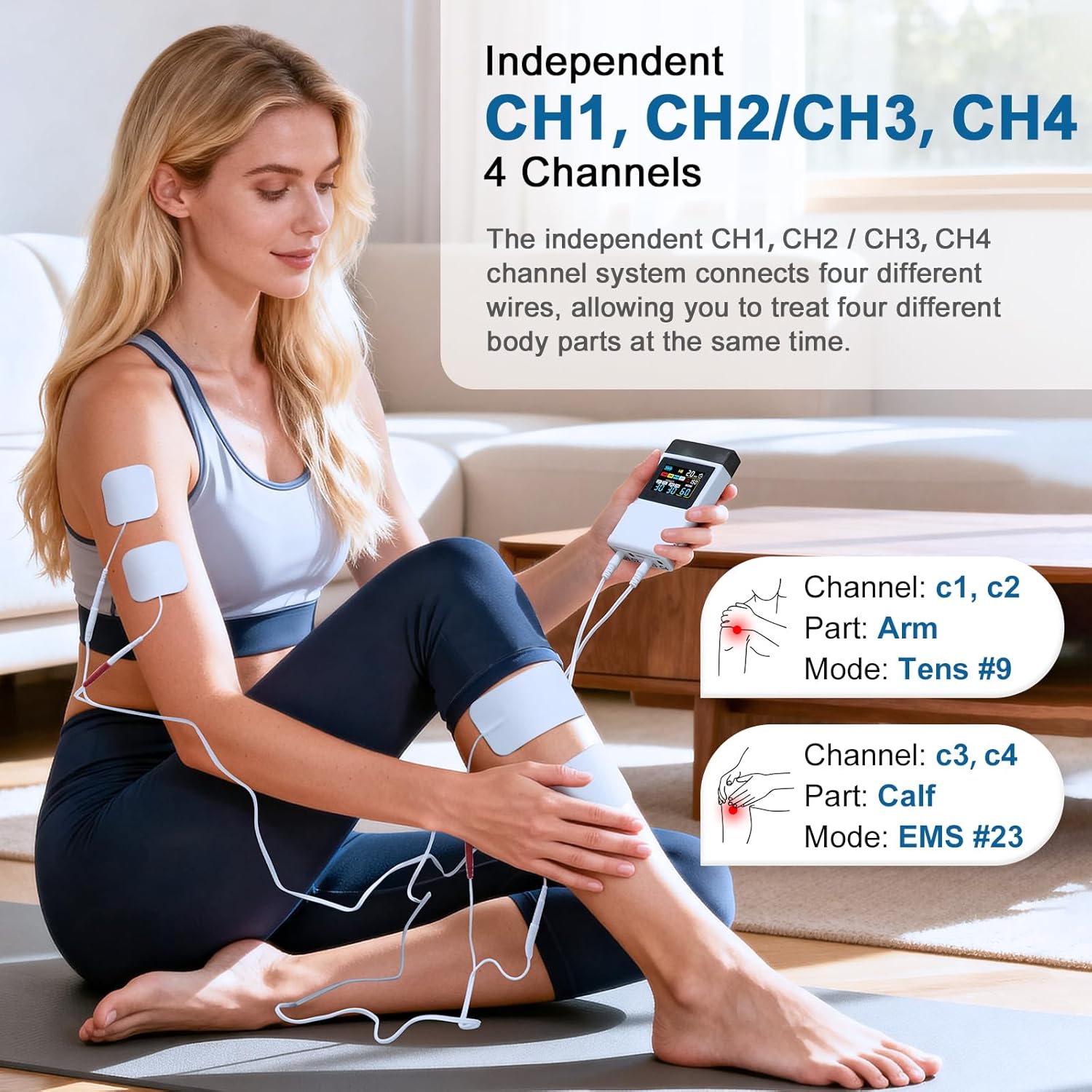 TENS Unit EMS Muscle Stimulator for Pain Relief, 4-in-1 TENS & EMS & Relax & DIY, 4-Channel 60 Modes 30 Intensity with Upgraded Color Screen for Back, Neck, Shoulder, Sciatica - Image 2