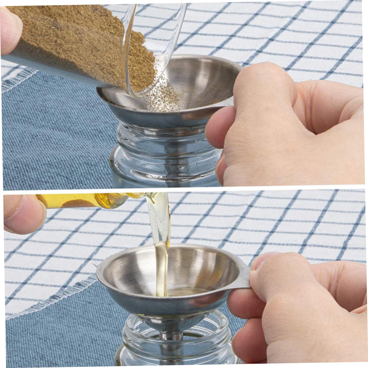 CIYODO 5pcs Stainless Steel Jam Funnels Wide Mouth Mini Bottles Funnel Set for Kitchen Use