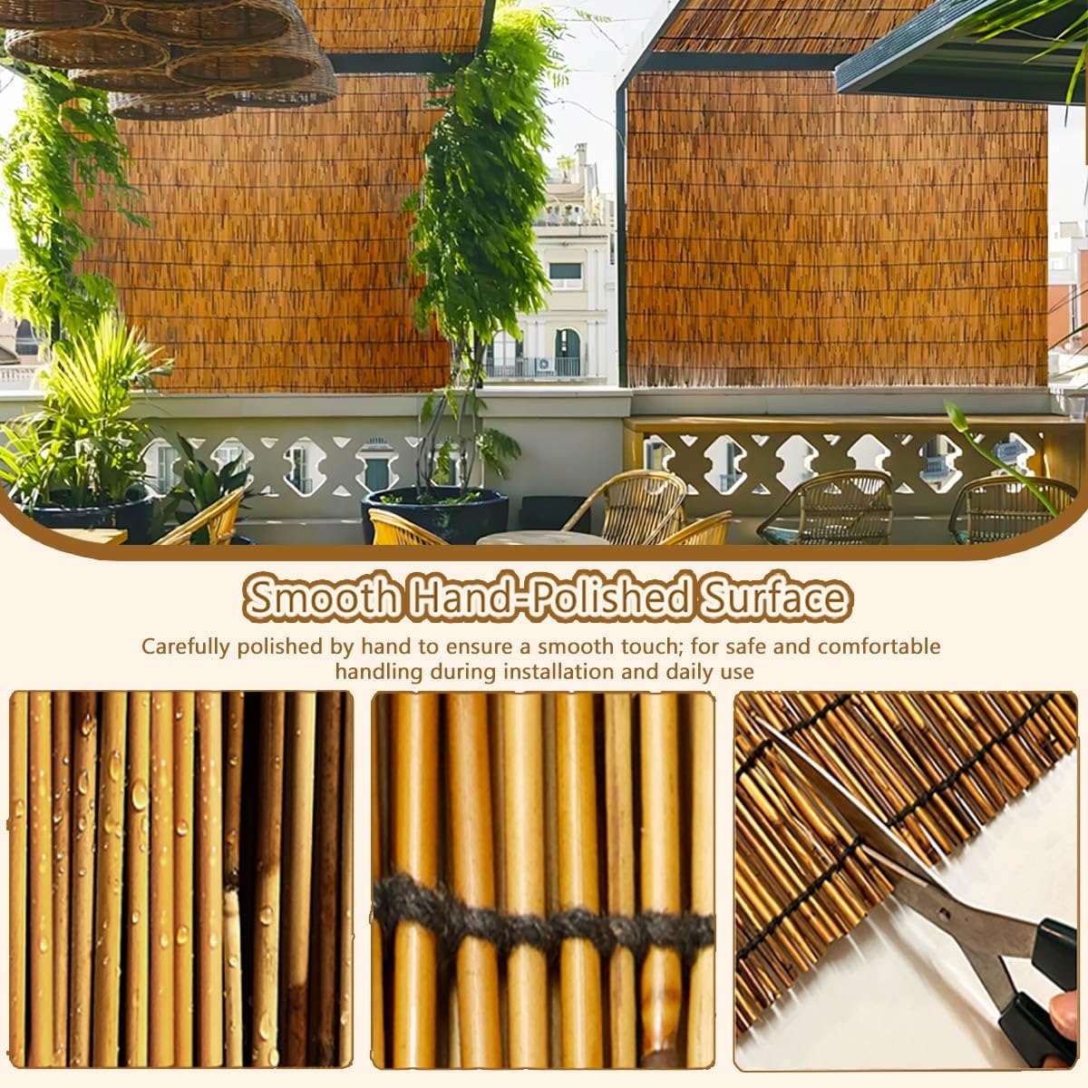 Questo Rotolo di Recinzione per la Privacy in bambù - Pannello da Giardino Naturale, divisorio per Balcone Resistente alle intemperie, Altezza Regolabile da 60 cm a 180 cm, Ideale per cortil