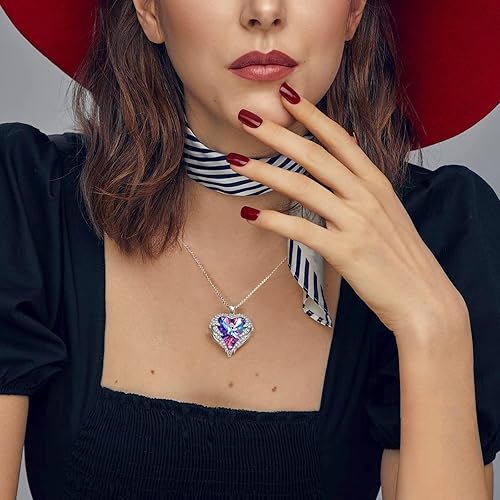 Miniatura 5 de Kate Lynn Collares de corazón con alas de ángel para mujer, regalo de cumpleaños, aniversario, Navidad, para mamá, esposa, hija, novia, símbolo de