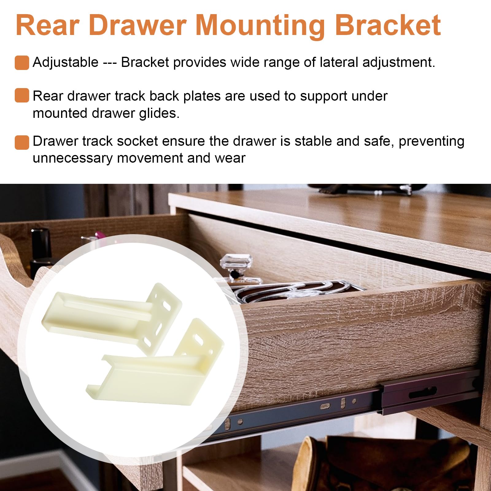 HEBRAR Drawer Slide Socket Set - Secure Cabinet Hardware -4 HEBRAR Drawer Slide Socket Set - Secure Cabinet Hardware -4