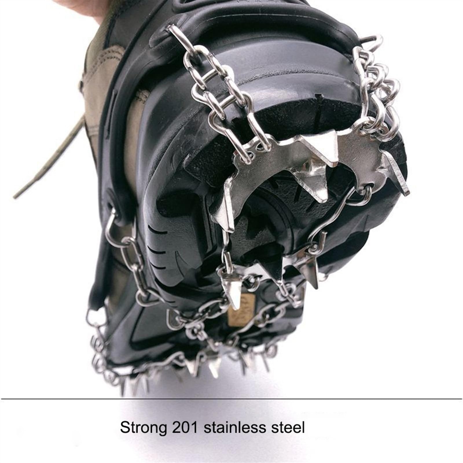 Antideslizante Crampones,Crampones Cadena 1 par de tacos de hielo ligeros de 24 dientes, tacos de Montañismo con bolsa de transporte, tacos de hielo for senderismo, escalada, trotar sobre hielo y niev