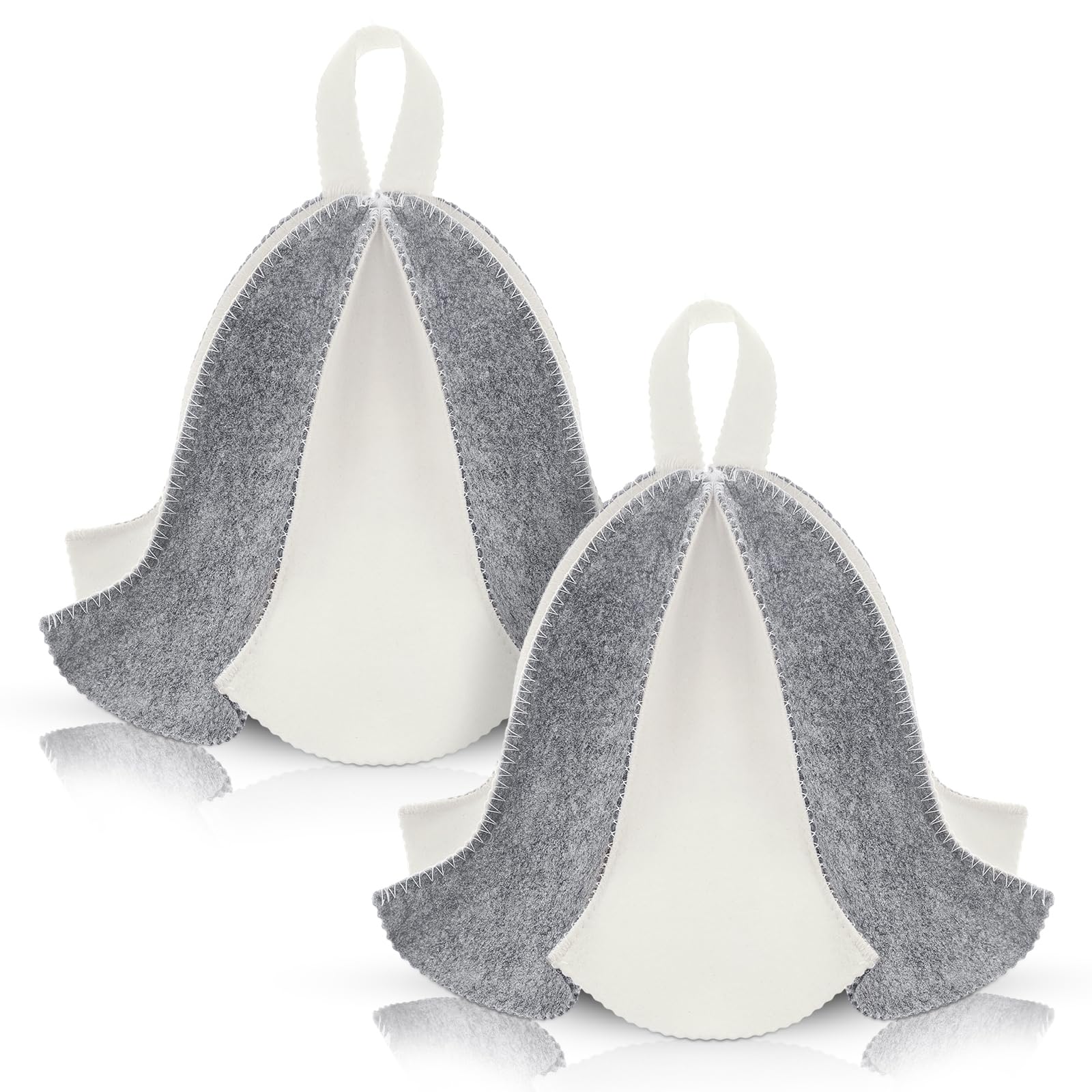 JaGely 2 Pcs Sauna Hat Wool Cap for Sauna Banya Hat Sauna Accessory for Women Men Stay in Sauna Longer, Regulate Temperature, Enhance Sauna Benefits, Gray and White, Gray and White-image-8