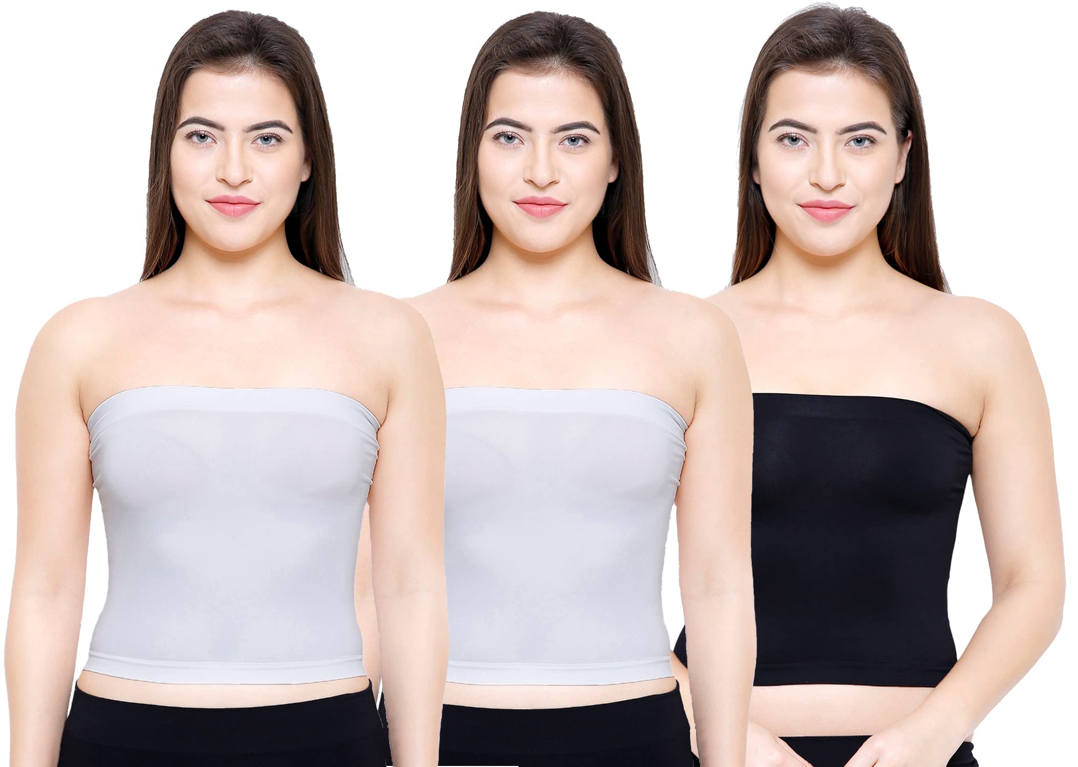 Galmonde Strapless Short Camisole Tube Top for Women Free Size - Pack of 3