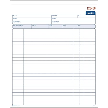 Amazon.com : Adams Invoice Sets, 2-Part Carbonless, 8-1/2" x 11-7/16 ...